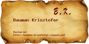 Bauman Krisztofer névjegykártya